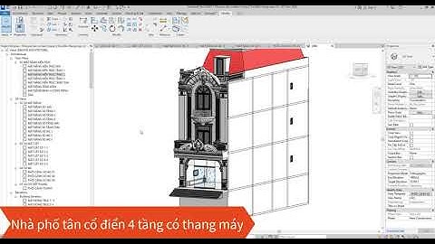 Nhà phố tân cổ điển 4 tầng có thang máy | File Revit