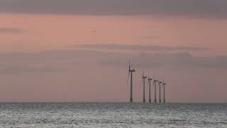 Kentish Flats wind farm at sunset