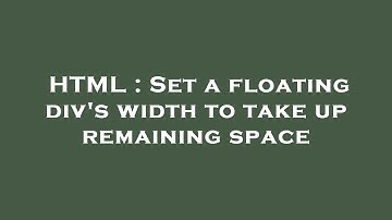 HTML : Set a floating div