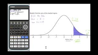 Using the Casio fx-CG50 to determine area under the standard  normal curve for given z scores