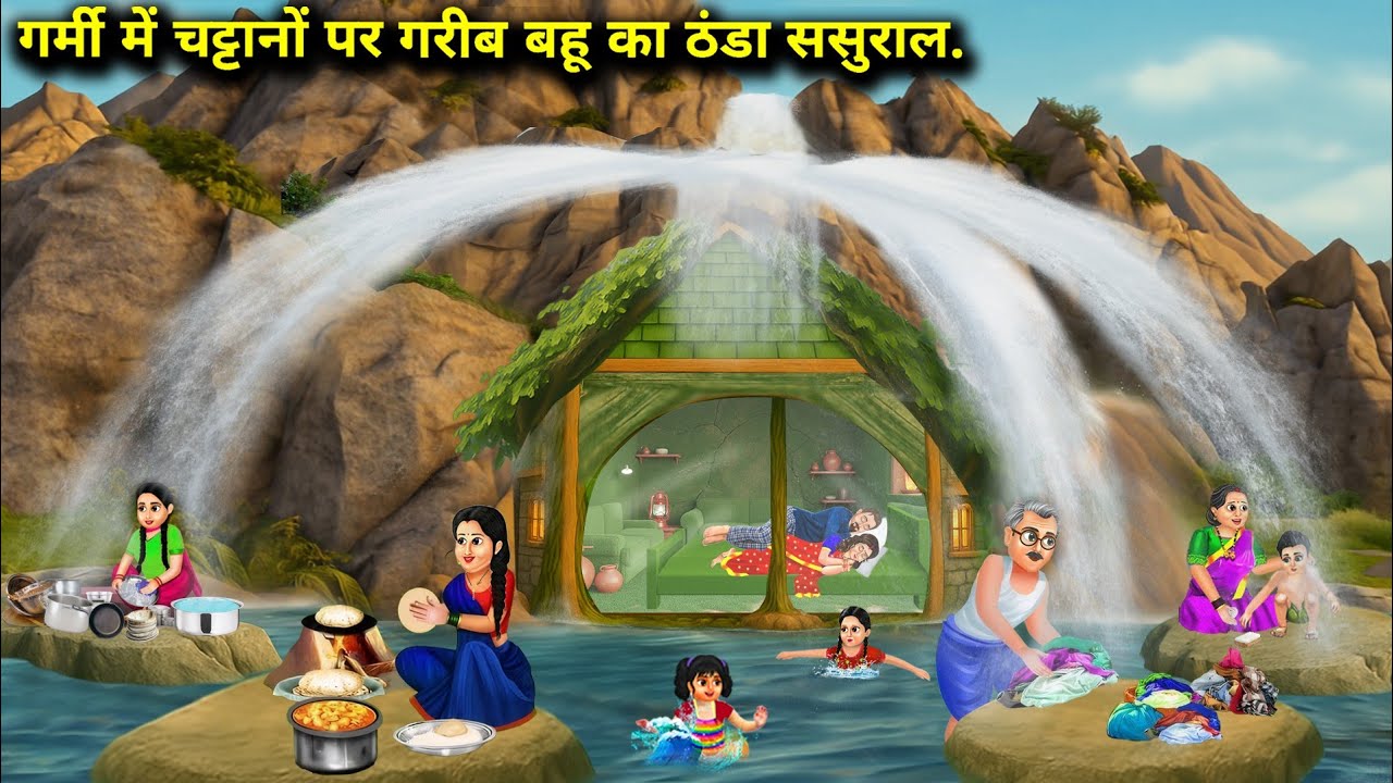 गर्मी में चट्टानों पर गरीब बहू का ठंडा ससुराल || Cold Poor Daughter -In -Law Summer || Cartoon Video