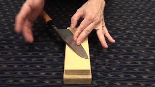 Sharpening a single bevel knife: sharpening angle