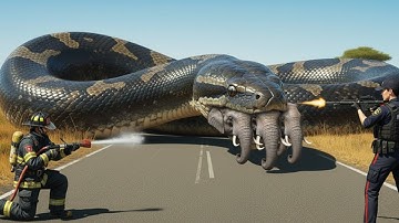 Fearless Heroes Save A Poor Elephant From The Attack Of A Giant Python