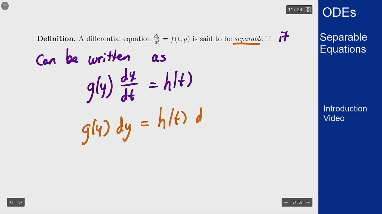 Differential Equations - Intro Video - Separable Equations - YouTube