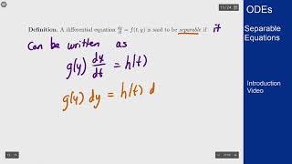 Differential Equations - Intro Video - Separable Equations