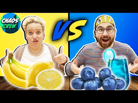 BLAUES vs GELBES ESSEN FARB CHALLENGE! NUR 1 FARBE ESSEN!