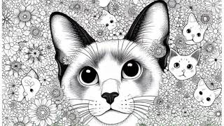 Siamese Mindfulness Colouring Pages
