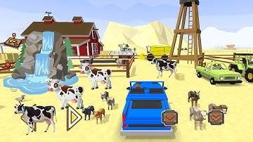 The animals can cool down in the hot weather in the river on the farm - Blocky Farm & Racing 2018