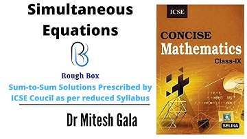 Simultaneous Equations (Linear) | Ch-6 |  Ex.6E Part 1 | Class 9 ICSE | SELINA | Mathematics