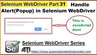 Selenium WebDriver | Part31 | How to Handle Alert in Selenium WebDriver