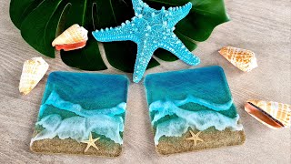 #1350 Easy Way To Do Waves In These Amazing Resin Beach Coasters