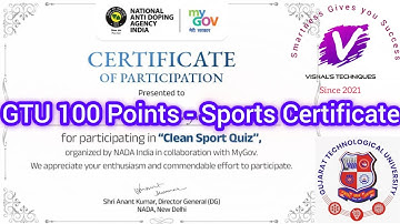 Clean Sports National Level Certificate | GTU 100 Activity Points - Sports Certificate