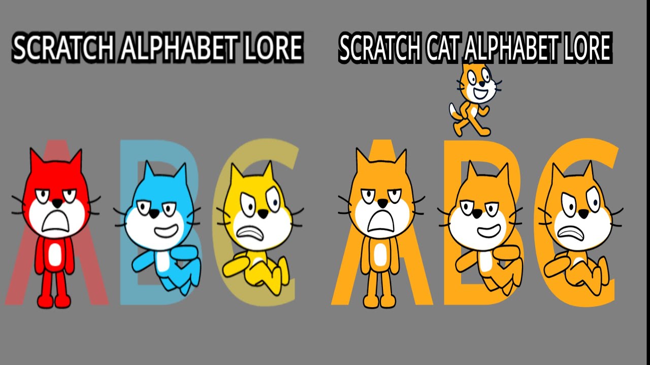 Scratch alphabet lore VS Orange Scratch Cat Version (A-K) 