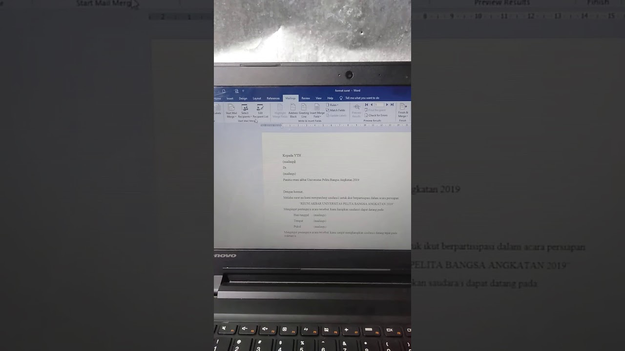 Cara membuat surat dengan mailings 