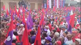 Une vue de la foule au meeting de l'alliance PTr-MMM-ND à Port-Louis aux alentours de 10h