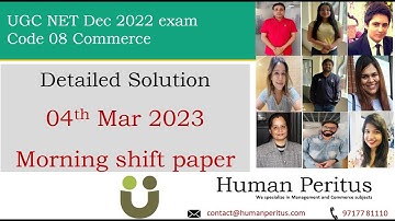 UGC NET Code 08 | Dec 2022 cycle | Detailed Solution | 04th March 2023 Morning paper