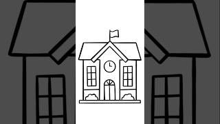 cómo dibujar una escuela fácil y rápido