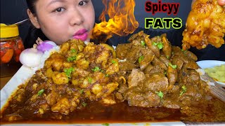 Spiciest Kala Bhuna Mutton Fat Curry Chicken Liver Curry King Chilli With Raw Mango Mukbang