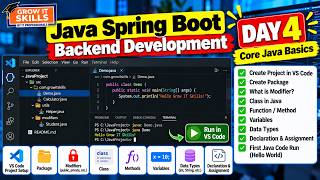 Day 4 | Java Project in VS Code, Classes, Methods & Variables | Grow IT Skills