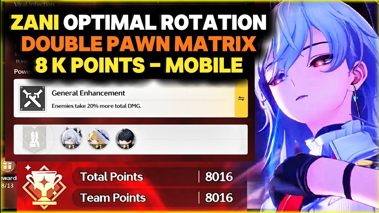 8K Score with ZANI! Easy Optimal Rotation For Double Pawn Matrix (Mobile) | WuWa