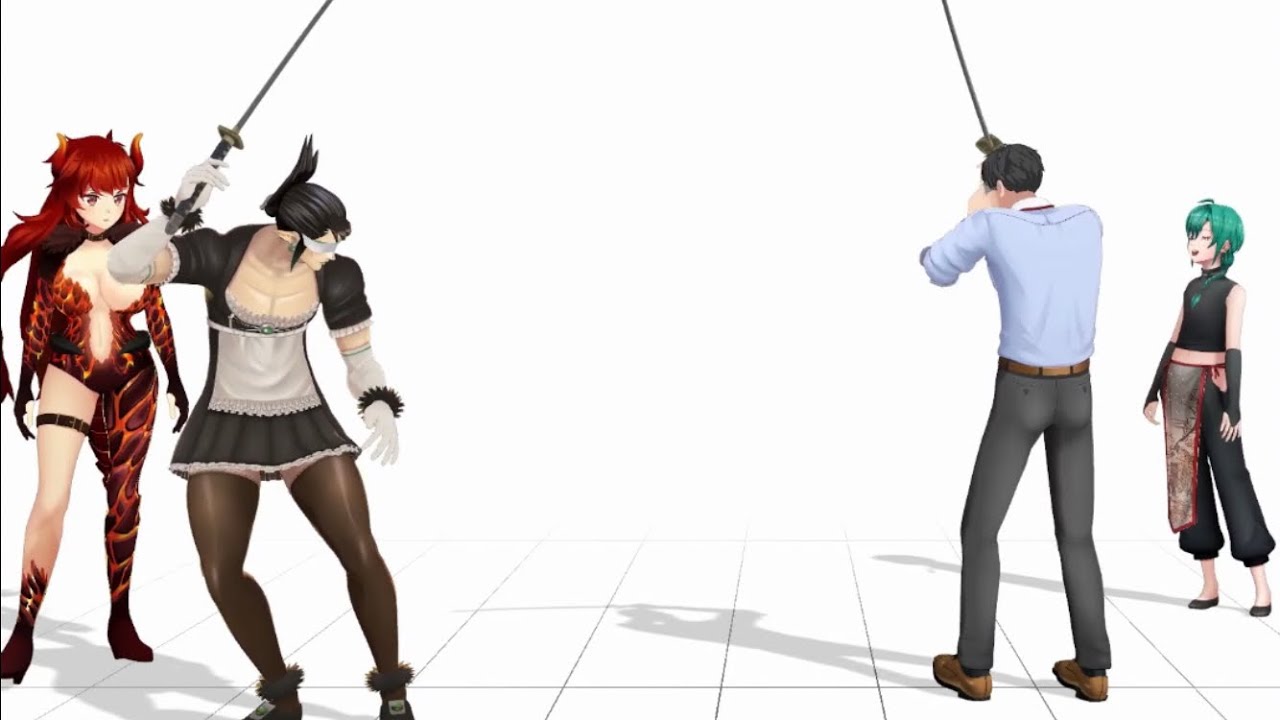 [3D] VTubers' Blindfold Sword Fight!! [Nijisanji/Ryushen/Hanabatake Chaika/Dola/Yashiro Kizuku]