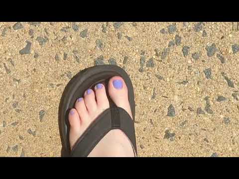 Purple Toes In Flip Flop With Slow Frame Rate Speed