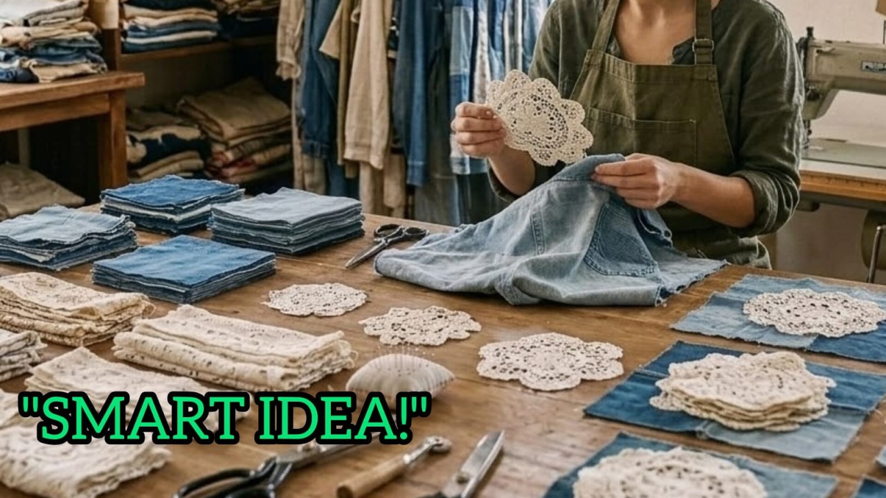 «Не выбрасывайте старые джинсы! Гениальная переработка джинсовой ткани и кружева ✨»