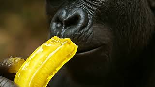 ASMR: Gorilla Eats a Glass Banana — Crunching, Cracking, and Soothing Close-Up screenshot 4