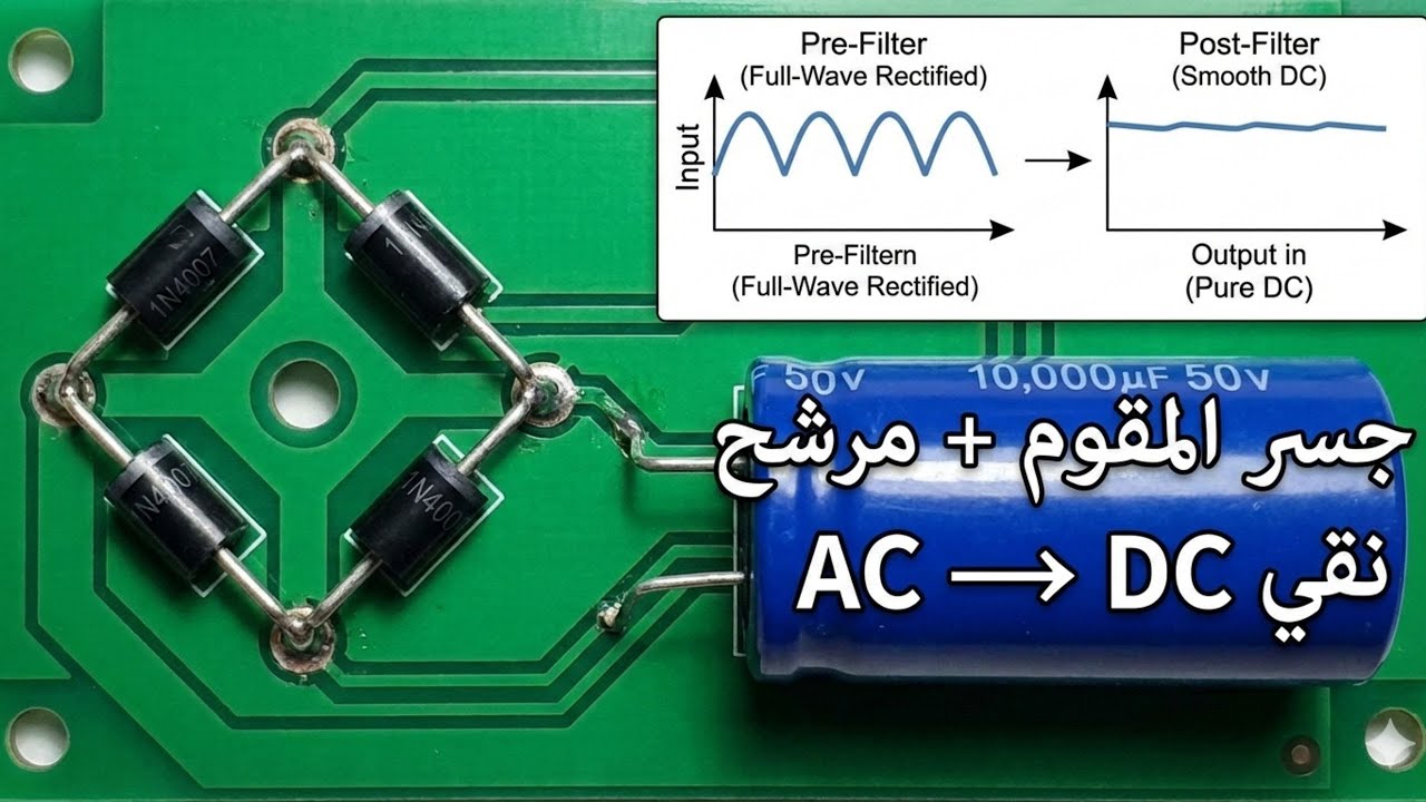 من AC إلى DC نقي: سر جسر المقوم الكامل ودور المكثف المرشح
