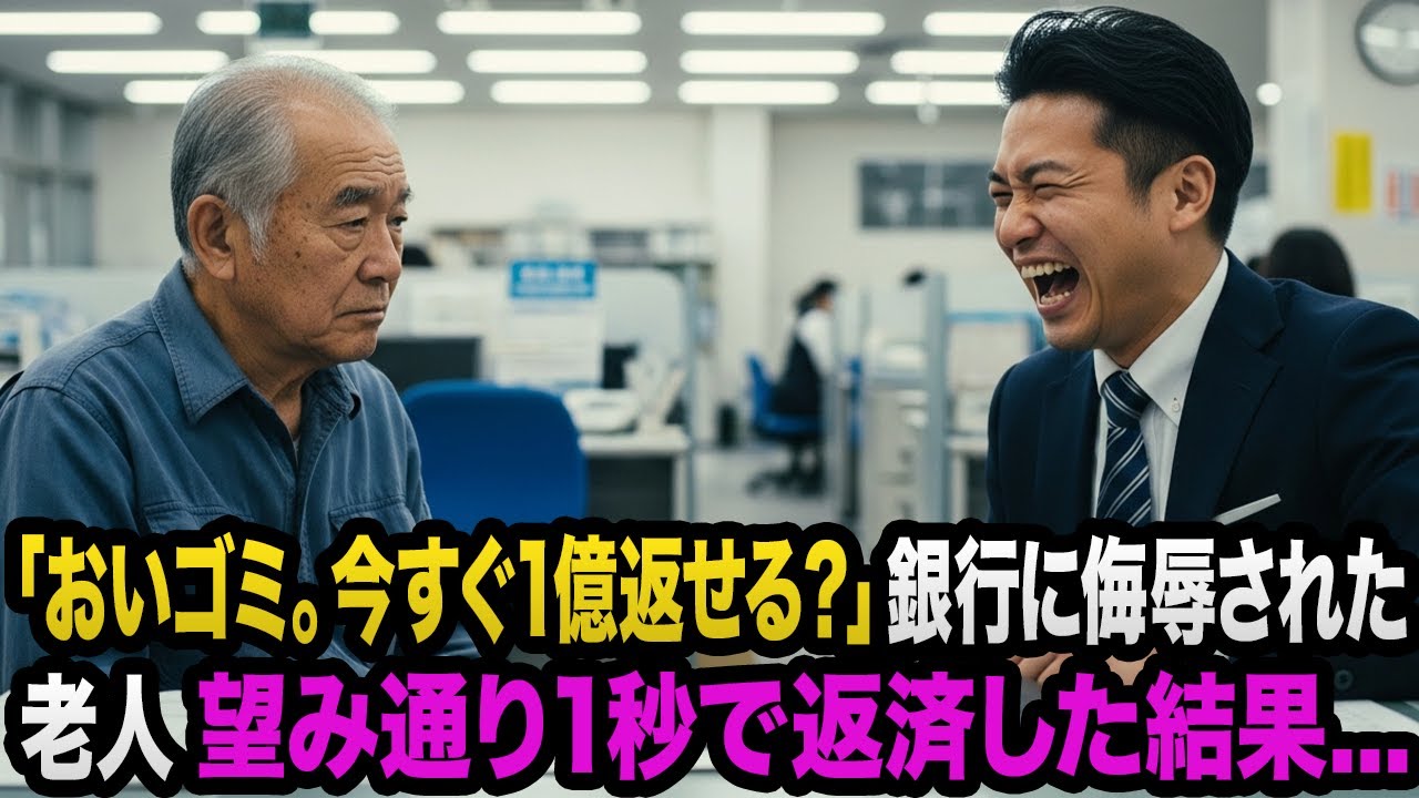 「この底辺企業が！今すぐ1億返せよ」銀行員に侮辱されたボロボロの老人。「あなたの態度、後悔しますよ？」と即日返済した結果...