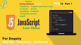 JavaScript Day 12 Part 1  (string method part 2)