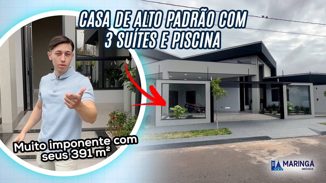 Casa alto padrão com 3 suítes e piscina no Jardim Paris - Maringá Imóveis