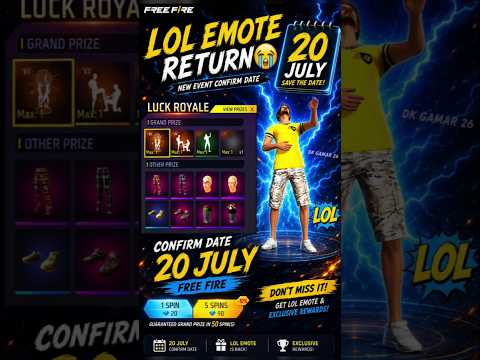 🚨LoL Emote Return😭 New Event Confirm Date  Free Fire #ff #shorts