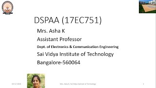 DSP System, Sampling Process, DFT in DSPAA M1 C2