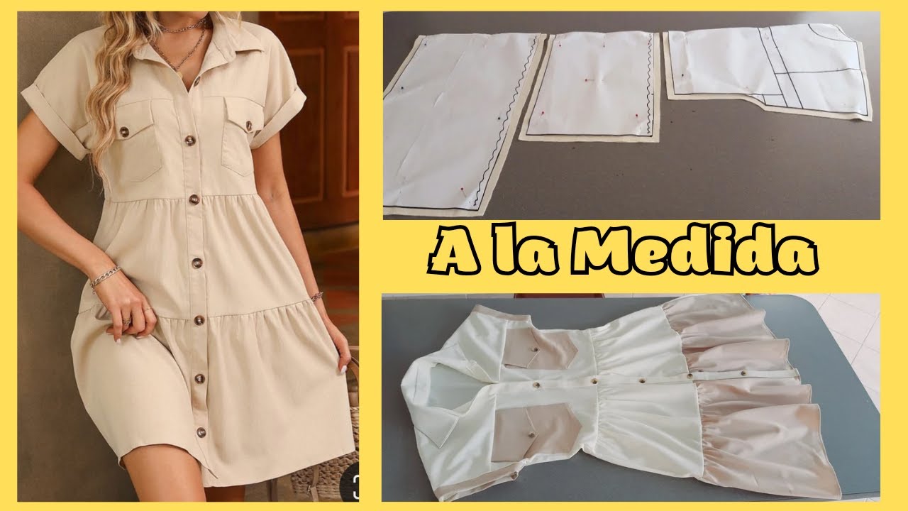 Hermoso y Cómodo Vestido Camisero a la Medida,  súper fácil