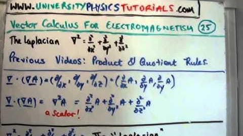 Vector Calculus for Electromagnetism 25 : The Laplacian