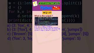 Python MCQ 119 - dict, Test Your Skills #python #pythonprogramming #pythoninterview#shorts#trending