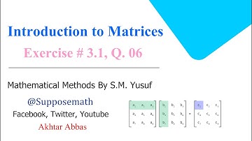 Exercise # 3.1, Q. 06 | Mathematical Methods (S. M. Yusuf) | Suppose Math with Akhtar Abbas