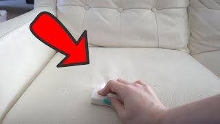 WHITE LEATHER SOFA CLEANING (with 6 kids)