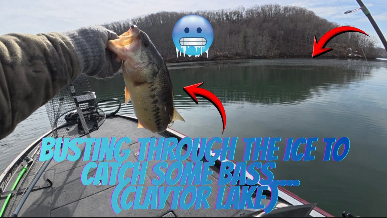 BUSTING THROUGH ICE to catch some bass!  (Claytor lake)