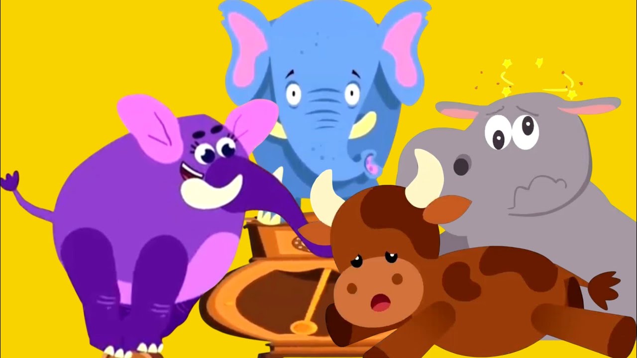 Hickory Dickory Dock 💥 Elephants, Hippo,Bull