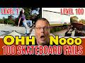 100 Skateboard Fails Ranked Level 1 to Level 100 Compilation #skateboarding #fails