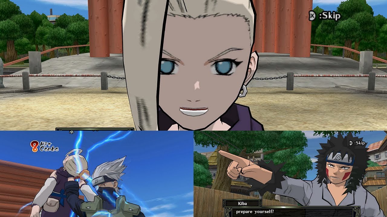 Naruto Clash of Ninja Revolution 2 Walkthrough Part 2 - Gaara vs Kiba & Kakashi vs Ino 1080p 60FPS