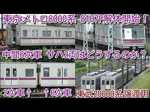 東京メトロ 半蔵門線 8000系部品 中間車両 外板車番8717 解体開始！東京メトロ半蔵門線8000系 8107F解体開始！】中間6次車 サハ