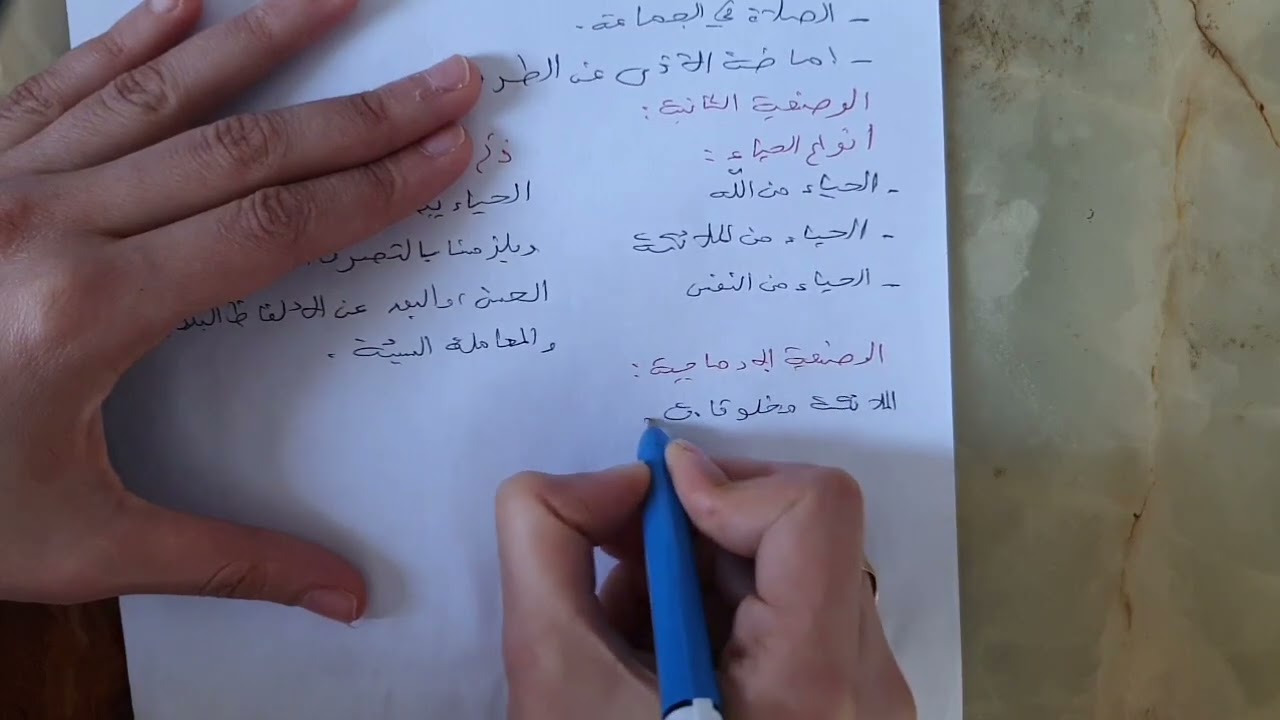 فرض الفصل الثاني تربية اسلامية سنة ثانية متوسط(كل سلامى وليس كل سلامي في الحديث)