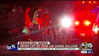 Driver ejected from his car during rollover