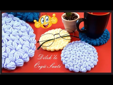 Örgü Bardak - Kokteyl Altlığı / Knit Cocktail Coasters / Crochet Coaster Diy