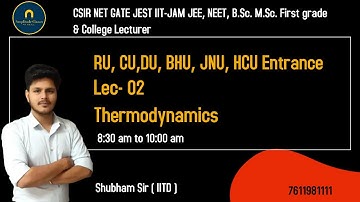 Lec-04 || THERMODYNAMICS AND STATISTICAL  || RU || CUET || DU || BHU || BY Ashish Sharma