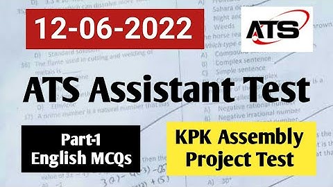 ATS Assistant Test KPK Assembly Assistant Test Solved Paper-ATS English MCQS Solved -Part 1