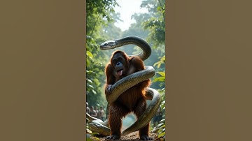 Snake Attack! Giant Python Goes After a Orangutan! #shorts